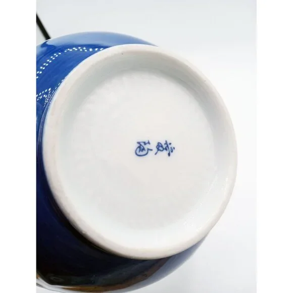 Porcelain Bowl Hand Painted Peach Persimmon Leaf 5.5 Inch Vintage Japanese Mark - Picture 12 of 14